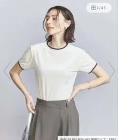 BEAUTY&YOUTH シアーベロアリンガーTシャツ　中古 — image 1
