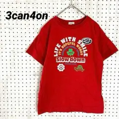 3can4on ロゴプリントTシャツ 半袖 コットン100%（M）レッド — image 1