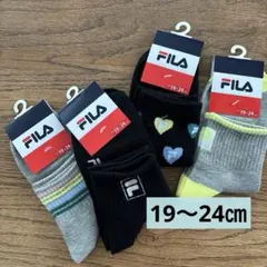 新品　キッズ　女の子　ガールズ　靴下　FILA 19〜24㎝　4足セット — image 1