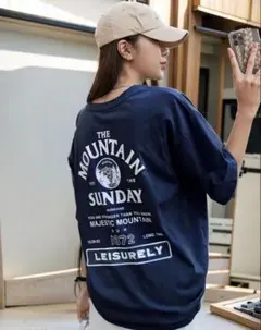 本日限定価格新品未使用　オーバーサイズロゴTシャツ　ネイビー　Mサイズ　送料込み — image 1