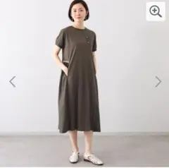 スタイル・ラヴィー半袖 ロングワンピース ブラウン系 ポケット付き — image 1