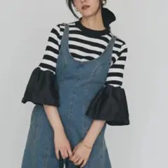 タックフレア異素材ドッキングニットPO ボーダー　frene フラーネ — image 1