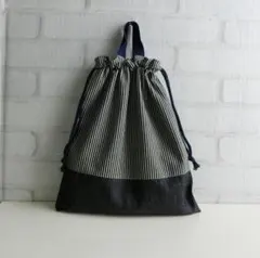 体操着袋　デニム ヒッコリー　ハンドメイド — image 1