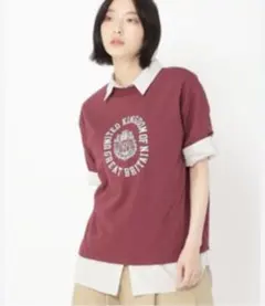 カレッジロゴ 半袖Tシャツ ボルドー — image 1
