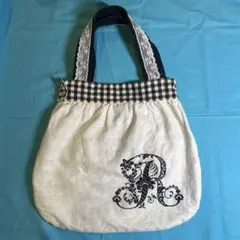 イニシャルR 刺繍入り トートバッグ ギンガムチェック — image 1