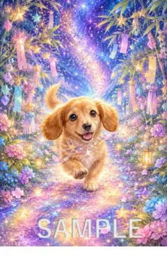 ミニチュアダックスフンド　犬　わんちゃん　ポストカード イラスト D27 — image 1
