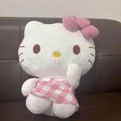 Hello Kitty ぬいぐるみ ピンクチェック柄 — image 1