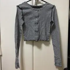 kastane サムホールボーダー釦Tee — image 1