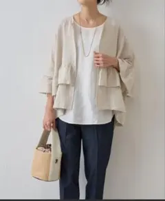 美品　BEARDSLEY リネンフリルハオリ — image 1