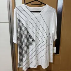 Sanaya Tシャツ チェック柄切替 ホワイト — image 1