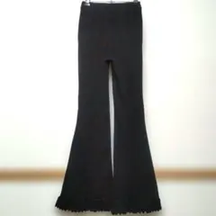 WEGO ウィゴー リブフレアパンツ 黒 裾フリル メロウ フリーサイズ — image 1