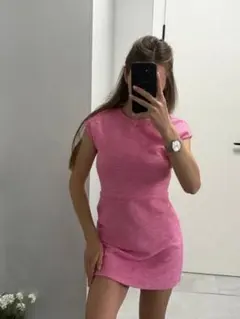 極美品　ZARA テクスチャージャカード ワンピース — image 1