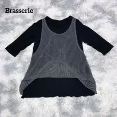 Brasserie チュニック 五分袖 レイヤード風 重ね着仕様 黒とグレー — image 1