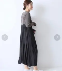【定価23,100円】Nobleギャザープリーツロングストラップキャミワンピース — image 1