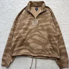 美品　GAP ロゴ刺繍ハーフジッププルオーバー　カモフラ柄　ヴィンテージソフト — image 1