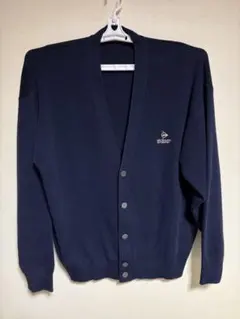 DUNLOPスポーツカーディガン　ブルー　ワンポイント　古着 — image 1