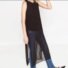 【値下げ】ZARA ノースリーブシースルーワンピースMサイズ — image 1