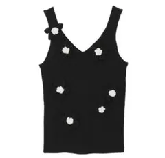 CLANE FLOWER MOTIF CAMI KNIT TOPS — image 1