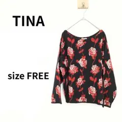 TINA　バラ柄　長袖ニット　フリーサイズ　1085 — image 1