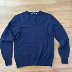 Vネック ニット 薄セーター ネイビー LL — image 1