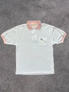 LACOSTE ポロシャツ ホワイト ピンク 胸ポケット付 — image 1