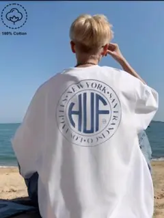 HUF Tシャツ 白 メンズ バックプリント　 半袖　 ハフ　3L 4L — image 1