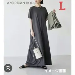 AMERICANHOLICサラッとマキシAラインカットワンピースチャコールグレー — image 1