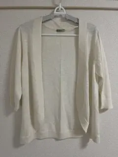 ラシカル アイボリー カーディガン 七分袖　春夏秋　ボタンなし　LL XL — image 1
