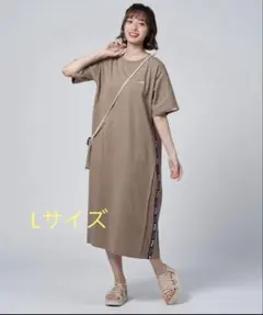FILA 半袖 ロングワンピース ブラウン　L — image 1