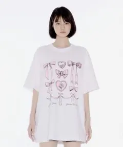 Youhee RIBBON GRAPHIC T-SHIRT_WHITE — image 1