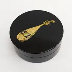 木質樹脂製蒔絵香合　「琵琶」　2.6寸 — image 1
