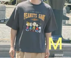 PEANUTS 別注 カレッジロゴ ルーズ半袖Tシャツ　チャコール　Ｍ — image 1
