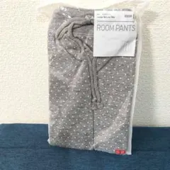 ユニクロ ルームパンツ リブ ドット柄 グレー Lサイズ【女性】 — image 1