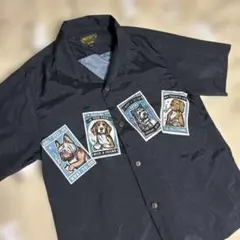 UNIVERD72・犬デザイン・両面プリント・半袖シャツ・ブラック・Lサイズ — image 1
