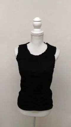 【#573】ブラックノースリーブ Tシャツ フリル付き — image 1