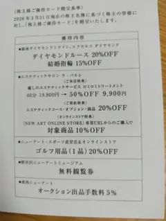【最安│匿名】ニューアートホールディングス 株主優待券 — image 1