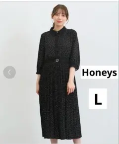 Honeys ハニーズ　ワンピース　Lサイズ　ブラック　オフィスカジュアル — image 1