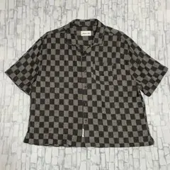 ARTICLE ONE チェック リネン コットン 短丈 開襟 半袖シャツ XL — image 1