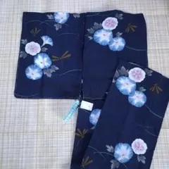 浴衣　トールサイズ　紺地 朝顔とトンボ柄 浴衣　高級プレタポルテ — image 1