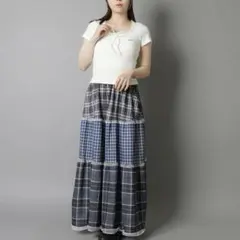 SPINNS ロングスカート チェック柄 — image 1