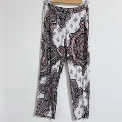 ソーマ ペイズリー ペグトップパンツ S 黒白桃 レレーヨン おうち時間 — image 1