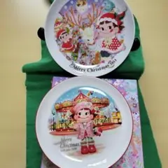 不二家 ペコちゃん クリスマスプレート 2008 2013 2枚セット — image 1