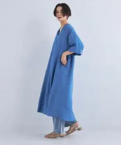 green label relaxing ワンピース　ブルー　リネン100% — image 1