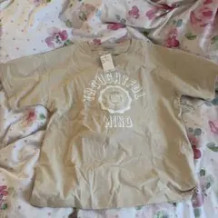 Samansa Mos2 半袖Tシャツ ベージュ　箔プリントアソートTシャツ — image 1