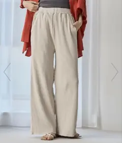 【coen】ピグメントリブ イージーワイドパンツ アイボリー — image 1
