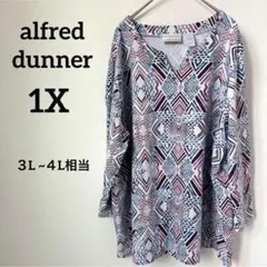 alfred dunner 幾何学模様 Vネックチュニック3L〜4L — image 1