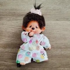 レトロ モンチッチ 泣き顔 女の子 Sサイズ ぬいぐるみ パジャマ・リボン付き — image 1