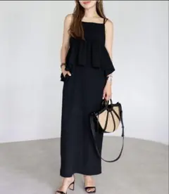 ボンジュールサガン　ペプラムキャミワンピース ブラック — image 1