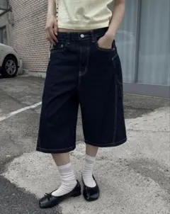 ウェールバルーンウォッシュドユニークサイドポケットバリューダハーフデニムパンツ — image 1
