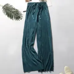 プリーツパンツ　ブルーグリーン — image 1